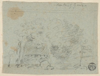 Boceto de árboles cerca del puente (anverso); Boceto de edificio (reverso) de Richard Wilson