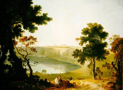Vista de Castel Gandolfo y del lago Albano, c.1754 (óleo sobre lienzo) de Richard Wilson