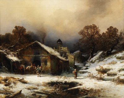 Paisaje nevado con casa de campo de Richard Zimmermann