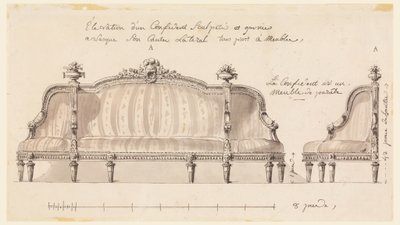 Dibujo, Diseño para un confidente, ca. 1780 de Richard de Lalonde
