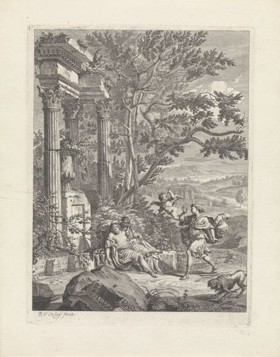 Silvio golpea a Dorinda con una flecha Il pastor fido (título de la serie) de Richard van Orley (II)