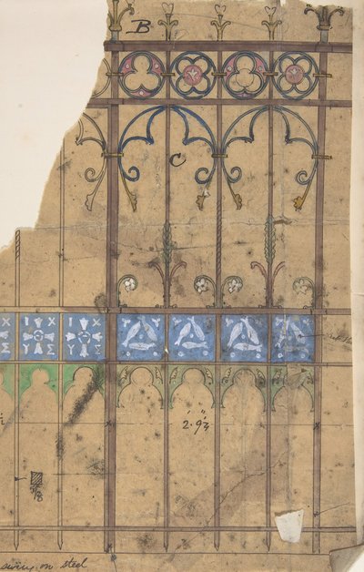Diseño para una puerta de iglesia, ca. 1880 de Richardson Ellson and Co