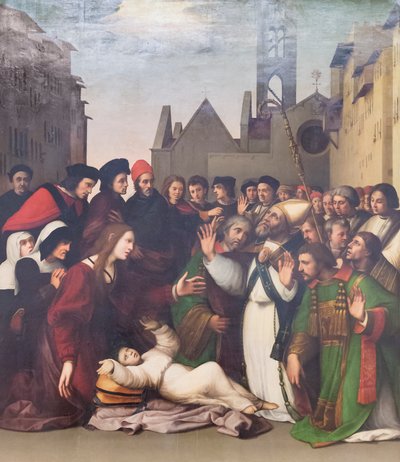 San Zenobio resucita a un niño de entre los muertos de Ridolfo Ghirlandaio