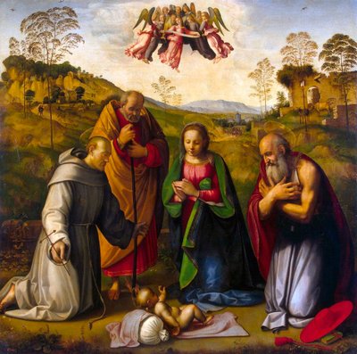 La Virgen con el Niño y los santos Francisco y Jerónimo, 1510s de Ridolfo Ghirlandaio
