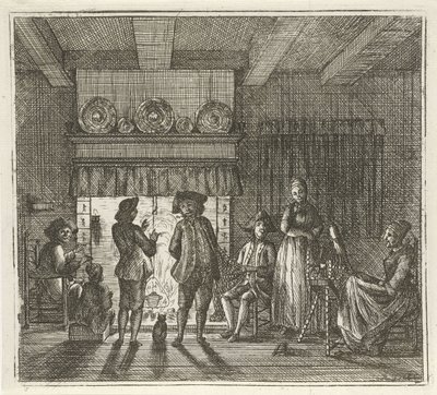 Interior con figuras junto a la chimenea. El invierno. (título de la serie) Escenas de invierno (título de la serie) de Rienk Jelgerhuis