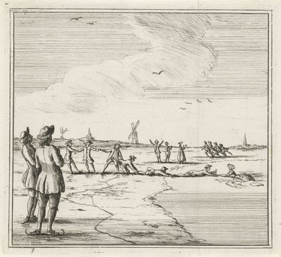 Paisaje de invierno con patinadores. El invierno. (título de la serie) Escenas de invierno (título de la serie) de Rienk Jelgerhuis