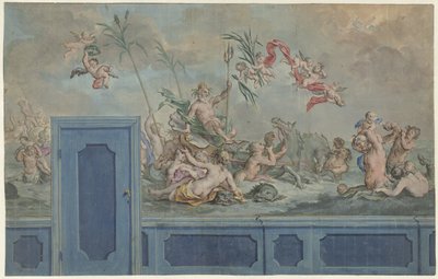 Diseño para una decoración de pared con Neptuno y su séquito de Rienk Keyert