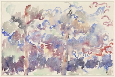 Paisaje, Boitsfort, con árboles frutales en flor de Rik Wouters