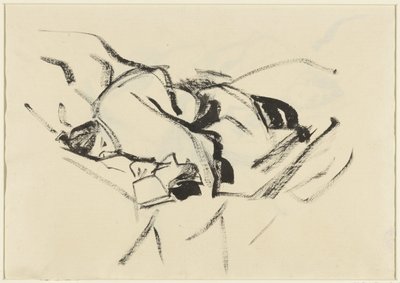 Mujer recostada, en cojines, con un libro de Rik Wouters