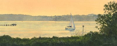 Late Summer Sail, 2011 (acuarela sobre papel) de Rob Wood