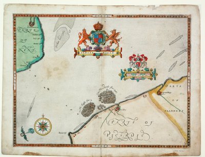 De Dover a Sandwich y de Blacknerse a Gravelines - La Armada Española y la Flota Inglesa frente a Calais, c. 1590 (manuscrito) de Robert (after) Adams