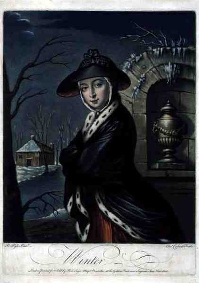 Invierno, grabado por C. Corbutt (Richard Purcell), pub. por Robert Sayer, c.1760 de Robert (after) Pyle