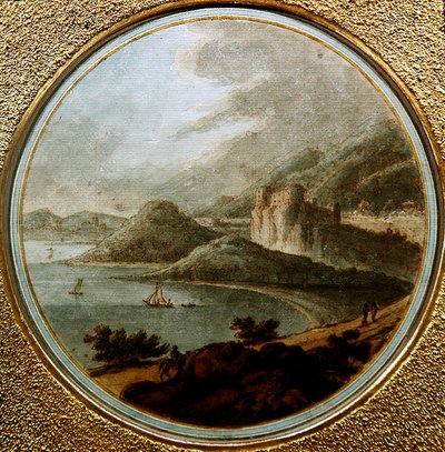 Castillo sobre una bahía con barcos, c.1775 de Robert (attr. to) Adam