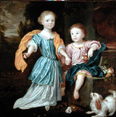Retrato de una Niña y un Niño, se dice que son los hijos de Sir William Reynolds Lloyd de Robert (attr. to) Byng or Bing