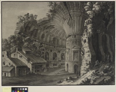 Fantasía arquitectónica. El interior de una ruina de una rotonda con una bóveda gigantesca de Robert Adam