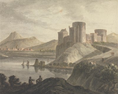Castillo con figuras en un paisaje clásico de Robert Adam