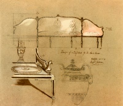 Diseño para un sofá, 1777, 1946 de Robert Adam