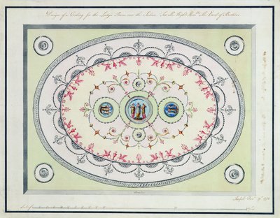 Diseño para el techo en la Sala de Damas, Headfort House, 1772 de Robert Adam