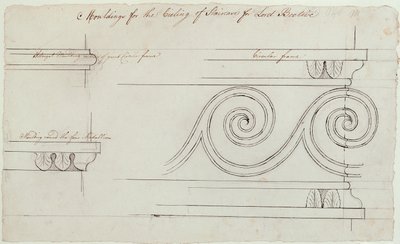 Diseño para las molduras en la escalera, Headfort House, 1772 de Robert Adam