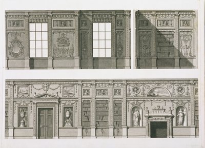 Elevación de la biblioteca en Syon House, c.1760-69 de Robert Adam