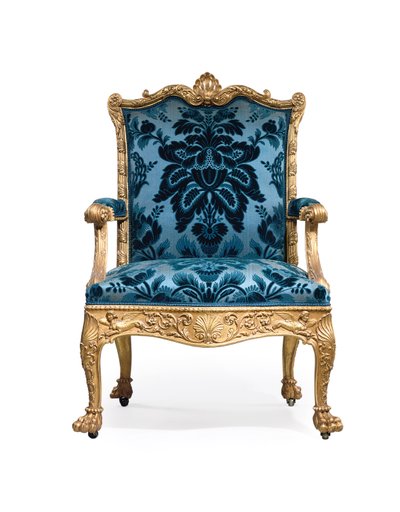 Uno de un par de sillones dorados de Jorge III de Robert Adam