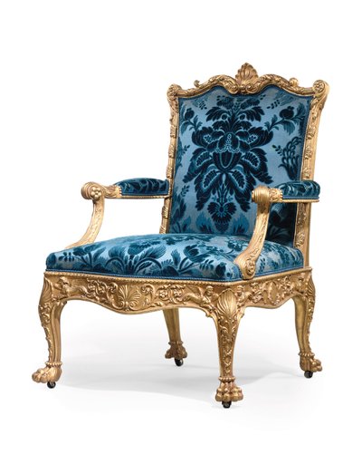 Uno de un par de sillones dorados de Jorge III de Robert Adam