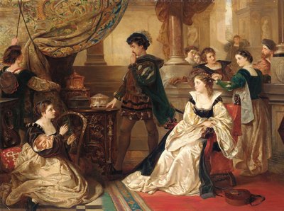 Los tres cofres, de El mercader de Venecia, Acto III, Escena II de Robert Alexander Hillingford