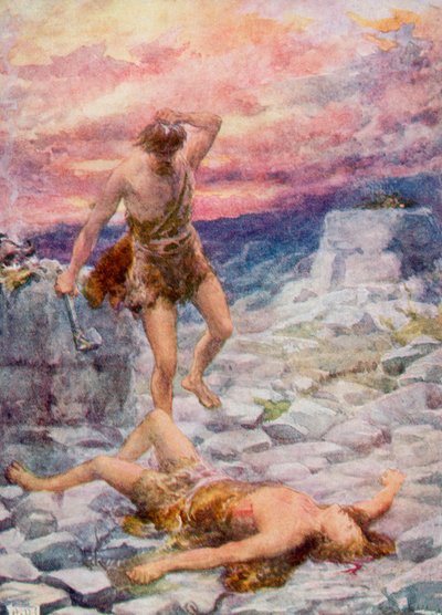 Caín y Abel (litografía en color) de Robert Ambrose (after) Dudley