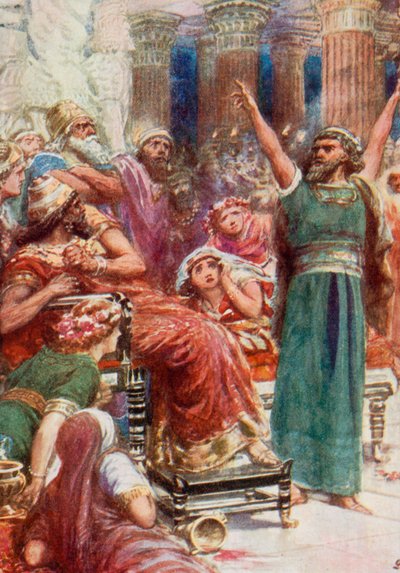 Nehemías, el copero de los reyes (litografía en color) de Robert Ambrose (after) Dudley