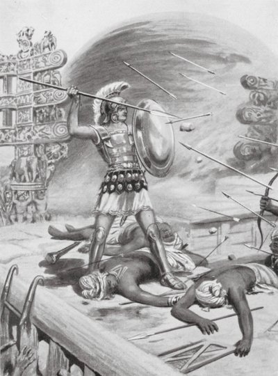 Hazaña de Alejandro Magno, 326 a.C. (litografía) de Robert Ambrose Dudley