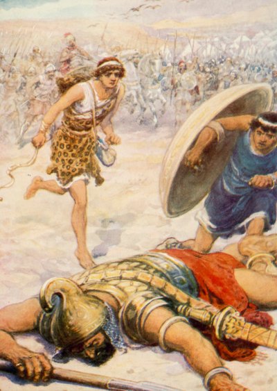 David y el gigante (litografía en color) de Robert Ambrose Dudley