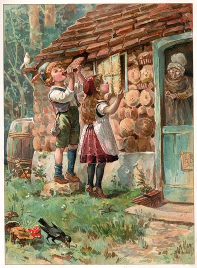 Hansel y Gretel, ilustración de "Érase una vez" publicada por Ernest Mister, c.1900 (litografía en color) de Robert Ambrose Dudley