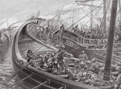La flota focaeana derrota a los cartagineses (litografía) de Robert Ambrose Dudley