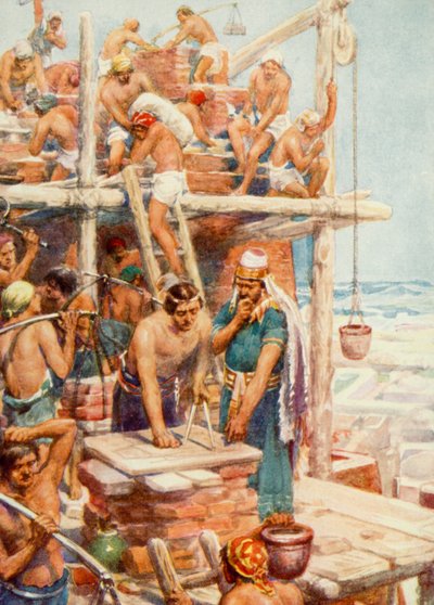 La Torre de Babel (litografía en color) de Robert Ambrose Dudley