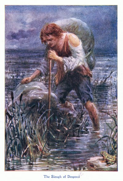 The slough of despond, de The Pilgrims Progress publicado por John F Shaw & Co, c.1900