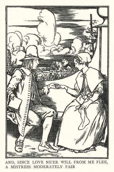 Y, ya que el amor nunca huirá de mí, una amante moderadamente hermosa de Robert Anning Bell