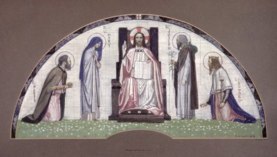 Cristo entronizado con los santos Pedro, José, Eduardo y la Virgen María, 1914 de Robert Anning Bell