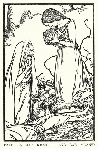 Ilustración para Poemas de John Keats: Isabella o La maceta de albahaca de Robert Anning Bell