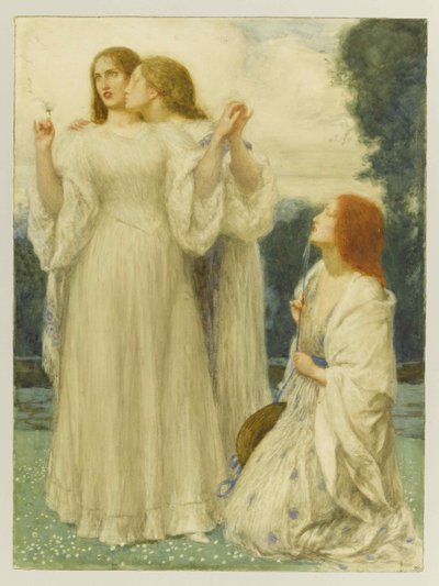 El oráculo: tres jóvenes mujeres en un parque de Robert Anning Bell