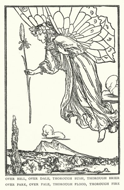 Over hill, over dale, thorough bush, thorough brier, over park, overpale, thorough flood, thorough fire de Robert Anning Bell