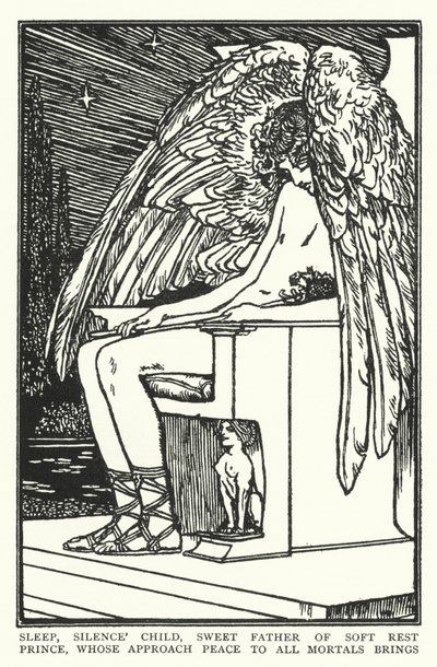 Duerme, hijo del silencio, dulce padre del suave descanso, Príncipe, cuya llegada trae paz a todos los mortales de Robert Anning Bell