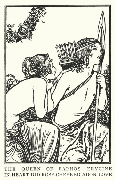 La Reina de Pafos, Erycine, amaba a Adon de mejillas rosadas de Robert Anning Bell