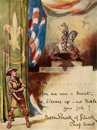 Diseño para Tarjeta de Inscripción de Scouts, 1944 de Robert Baden Powell