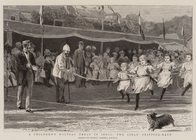 Una fiesta infantil en India, la carrera de saltos de las niñas de Robert Barnes