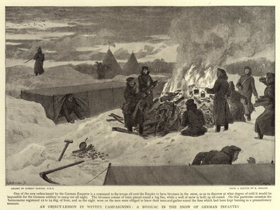 Una Lección de Objetos en la Campaña de Invierno, Un Bivouac en la Nieve de la Infantería Alemana de Robert Barnes