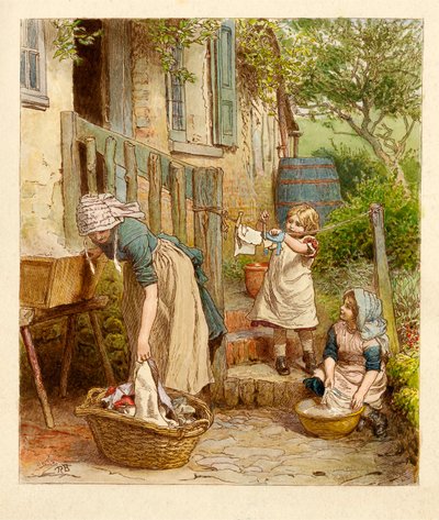 Madre e hijos tendiendo la ropa de Robert Barnes