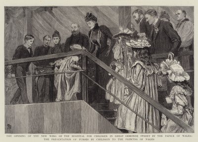 La Inauguración de la Nueva Ala del Hospital para Niños en Great Ormonde Street por el Príncipe de Gales, la Presentación de Bolsos por Niños a la Princesa de Gales de Robert Barnes