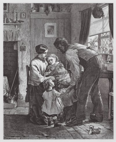 El niño enfermo (grabado) de Robert Barnes