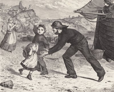 El regreso del pescador (grabado) de Robert Barnes