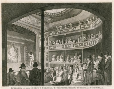 Interior del Teatro Regency, Tottenham Street, Tottenham Court Road, Londres de Robert Blemell Schnebbelie